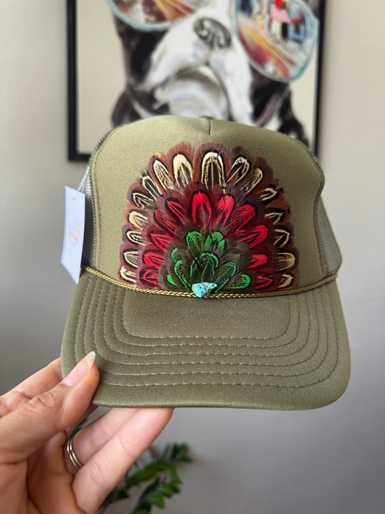 BayouStuntWife Accessories - F8 After the RainBo-ho Feather Trucker Hat
